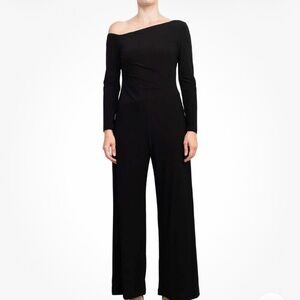 Taylor One-Shoulder Long Sleeve Solid Stretch Crepe Jumpsuit Size 10 MSRP $125